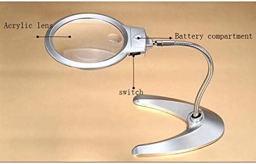 Десктоп Десктоп Зголемување на стаклената заграда Тип 6x/20x зголемувачки стакло за читање на HD преклопување лупа со светлина