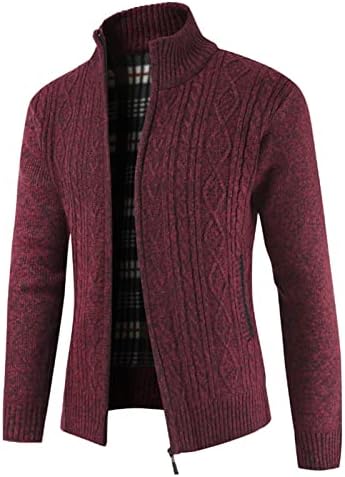 Машки целосен поштенски кардиган џемпер случајно вклопување кабел плетен столче џемпер џемпер јакна дебела изопачена трикотажа за топла надворешна облека