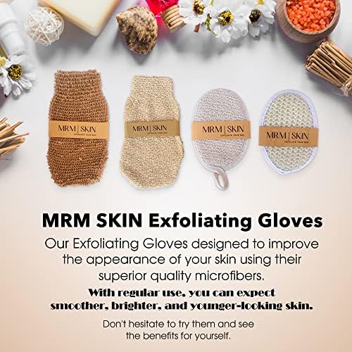 MRM Skin 4 пакет, ексфолирачки нараквици за бања за туширање, бањата, масажа и стружења на телото, отстранувач на мртви клетки на кожата,