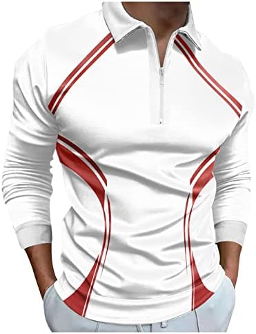 Поло кошули на Вокачи, Полски врат, есен зимски долг ракав шарени крпеници за голф врвови за секојдневен дизајнер на мускули