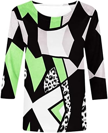 Врвна мета за жени есен лето 3/4 ракав удобност боја 2023 облека памучна екипаж вратот графички бренд лабав вклопување врвот ир