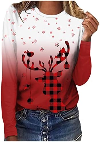 Зимска облека за жени Брод врат Божиќниот печатен пулвер Гроздобер целокупна женска маичка за Божиќни жени