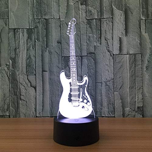 LLWWRR1 креативен подарок 3Д електрична музика за илузија за гитара LED LED 7 бојата што се менува градиент бебе дете спиење ноќно светло Божиќно