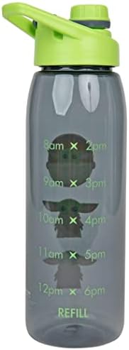 Сребрена Бафало Војна на Starвездите: Мандалориско Грогу пластично шише со вода со капакот на завртката и временскиот маркер | Спортски бокал
