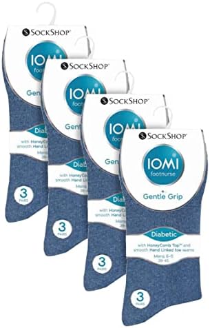 IOMI - 12 пар мултипак Менс нежен зафат што не е врзувачки екипа со дијабетични чорапи