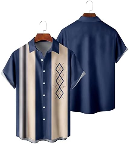 Zpervoba Mens Printed Hawaiian кошули со кратки ракави копче надолу кошули со кошули за маж за маж со маж со долг ракав маица