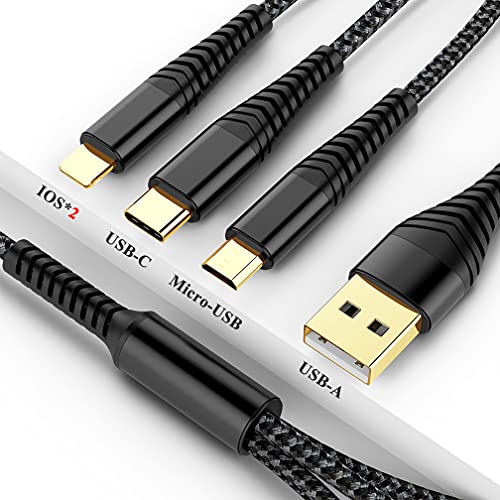 2PACK 6FT Multi Charging Cable 3A, Multi Chager Cable Најлон плетенка Универзална 4 во 1 Мулти USB кабел за повеќекратни кабел за полначи