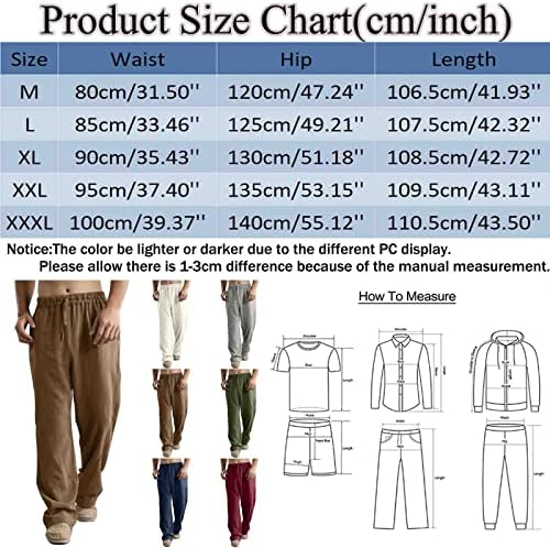 Гдхуе Ленени Панталони Мажи, Машки Памучни Јога Панталони Обични Лабави Панталони Отворени Долни Лесни Дневни Панталони Хипи Бохо