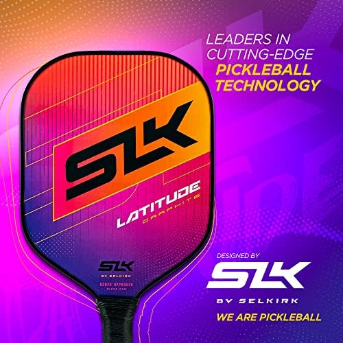 SLK Latitude Pickleball лопатка | Карактеристики на лопатка со графит од графит G4 Графит лице со полимер рев-јадро | Рекети за пилебол дизајнирани