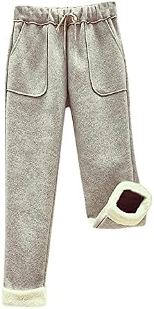 Lmsxct interенски зимски топло атлетски џемпери Sherpa наредени џогери хеланки удобни еластични панталони од руно од половината со