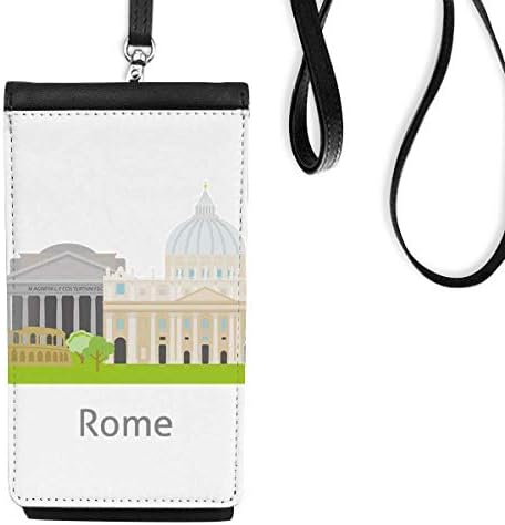 Италија Рим пејзаж Национален обележје на паричникот на паричникот што виси мобилна торбичка со црн џеб