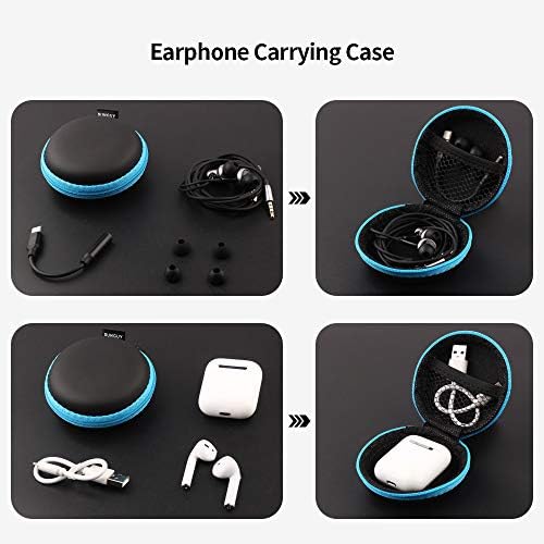 Случај за носење на слушалки, Sunguy [5-пакет] Мал тркалезен џеб за патувања со ушни уши со носење со патент за слушалки за паметни