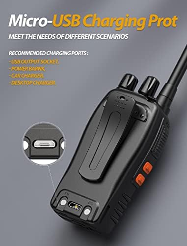 Walkie Talkie Долг опсег за полнење 2 Way Radio за возрасни со слушалки, FRS двонасочен радио VOX 16 канален фенерче Li-Ion батерија 10 пакет