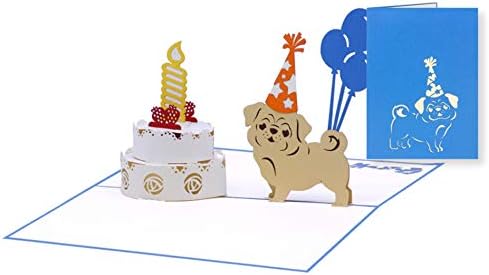 Приложено со loveубов симпатична пушка куче 3Д Поздравувачка картичка - Среќен роденден, благодарам, честитки, среќно пензионирање, годишнини,