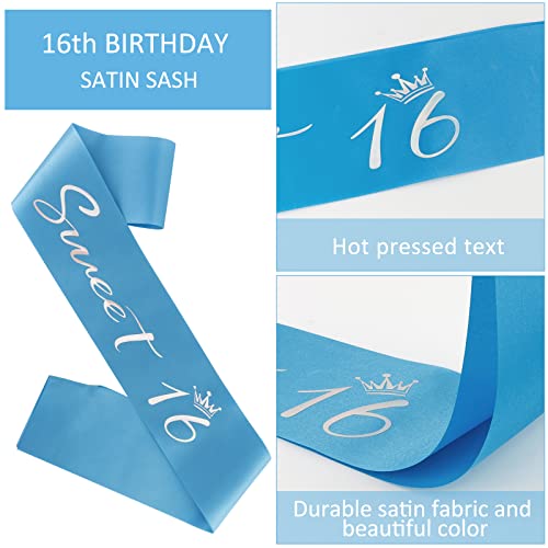 16-ти роденден Тијара и Комплет за саш- сребро „слатка 16“ роденденски украси 16-ти роденденски подароци за роденденска забава