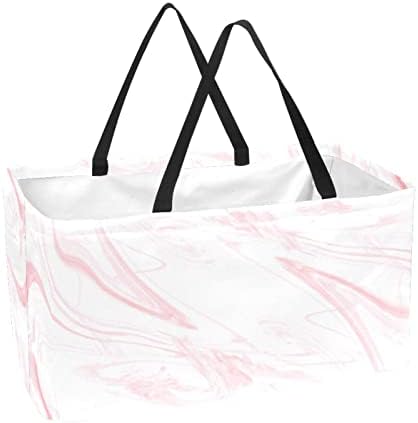 Кошар за еднократно шопинг розова мермерна шема преносна преклопна пикник намирници кеси за перење алишта за торба за торба за купување