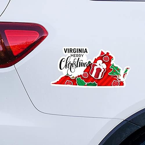 Вирџинија Домашна држава Божиќни налепници Мери Божиќ Вирџинија мапа за автомобили Декл Божиќна декорација прозорец Декл Винил Декл умре исечени