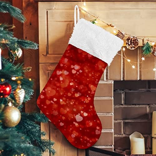 Божиќни чорапи розови loveубовни срца Ден на вinesубените бели плишани манжетни мерцеризирани кадифени семејни празници персонализирани