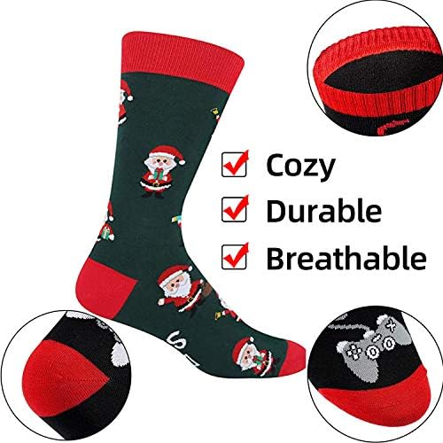 3 пара есенски и зимски чорапи за мажи и жени, драги чорапи со букви од Дедо, Дедото писмо Божиќни чорапи.