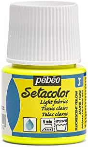 Pebeo setacolor лесни ткаенини боја со шише 45-милилитири, флуоресцентно жолто