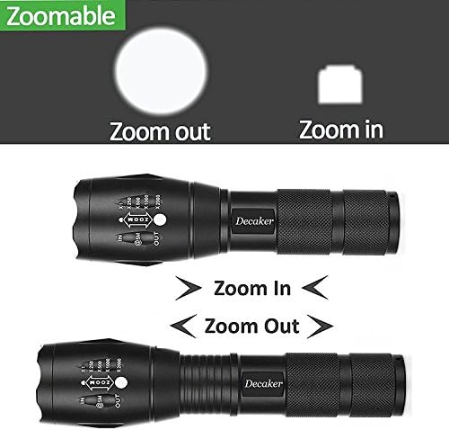 Decaker Tactical Flashlight Воен степен 5 режим 3000lumens Тактички LED водоотпорни светилки, 4-пакувања