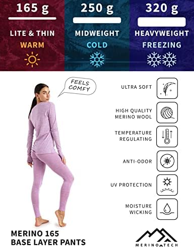 Мерино волна основна слој жени панталони мерино волна хеланки Термички долна облека дното светло, средна, тешка категорија + волна чорапи