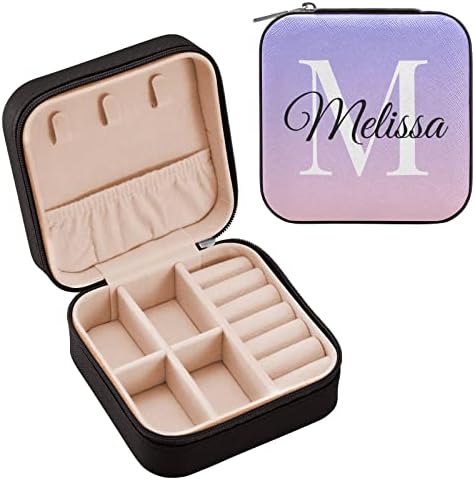 Виолетова розова градиентска сопствена патувачка накит куќиште ПУ коже преносен накит кутија за патувања за накит, мала накит кутија за