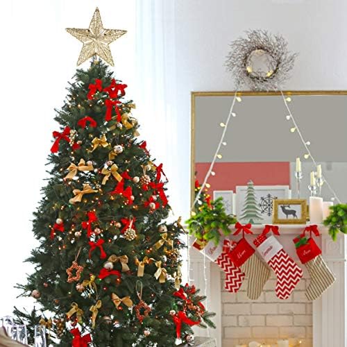 Бестојард Божиќни Украси Божиќна Ѕвезда Топер Сјај 5 Точка Ѕвезда Дрво Врвот Божиќна Елка Топер Украс Декорација За Божиќна Забава Фаворизира