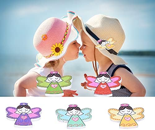 50 парчиња слатки копчиња за форма на ангел DIY шарени дрвени копчиња Детска облека додатоци за рачни занаети