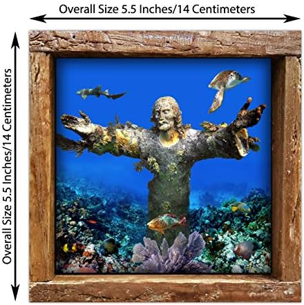 Христос На Бездната | Во Ки Ларго Флорида Подводно Печатење Фотографии на 4,25 х 4,25 Сјајна Керамичка Плочка Врамена Во Рамка За Стапица