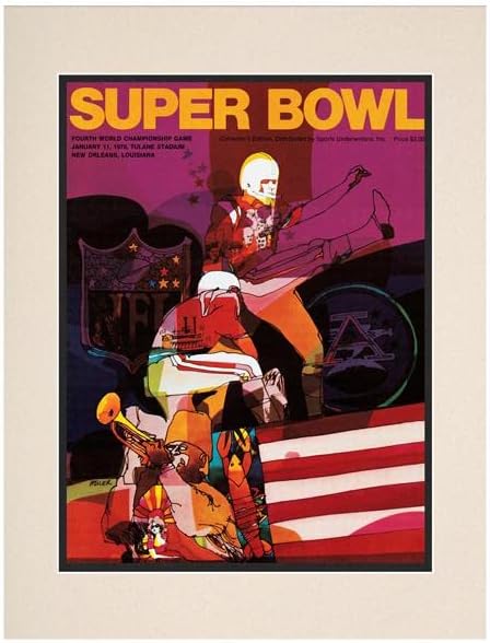 Началници од 1970 година против Викинзите 10,5 x 14 Matted Super Bowl IV програма - NFL програми