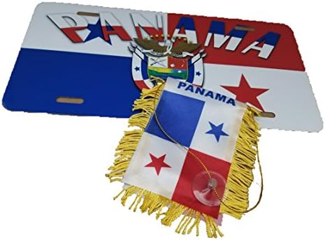 BUNFIREs 2pcs Панама Мини Банер Знаме Прозорец Огледало W / Панамски Регистарска Табличка