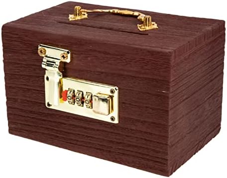 Besportble Детска играчка кутија за богатство, 6,7 x 4,7inch гроздобер дрвена кутија за складирање со заклучување на лозинка- украсна