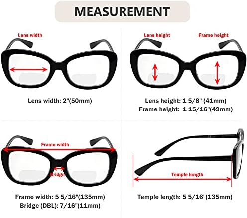 Очила за бифокално читање со 4 -пакувања за жени - стилски дами бифокални читатели