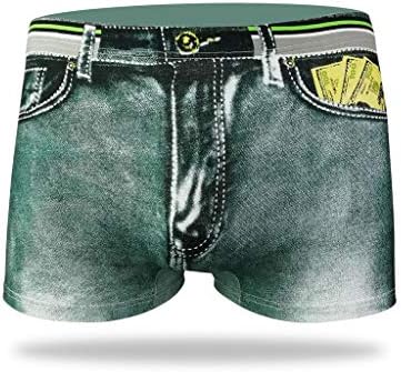 Bmisegm Mens Boxers Долна облека Машки печатени боксери панталони тексас џеб под -панталони секси модни машки долна облека за