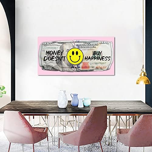 Инспиративно платно wallидна уметност за канцеларија мотивациска понуда за печатење пари не купуваат среќа позитивни цитати постер платно