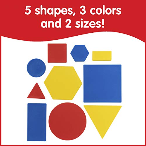 Блокови за атрибути на EdxEducation - сет од 60 - математички материјали за рана математика - 5 форми + 2 големини + 3 бои + 2 дебелини