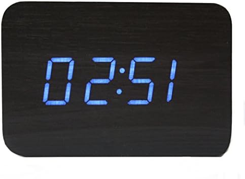 ФАНГДА Дигитален LED дрвен часовник Аларм за дрво Аларм Компактен мини прикажување на датум на време Температура на температура
