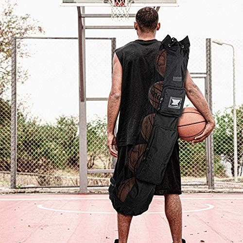 Fitdom Heavy Duty xl кошаркарска мрежа опрема топка торба w/рамо за каишот дизајн за тренер со 2 предни џебови за тренинг и спортови додатоци.