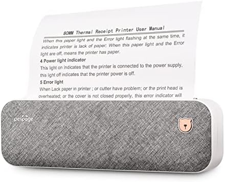 Bisofice PeriPage Пренослив Печатач, А4 Безжичен Bluetooth Travel Printer, Пренослив Термички Печатач Компатибилен Со Android и iOS,