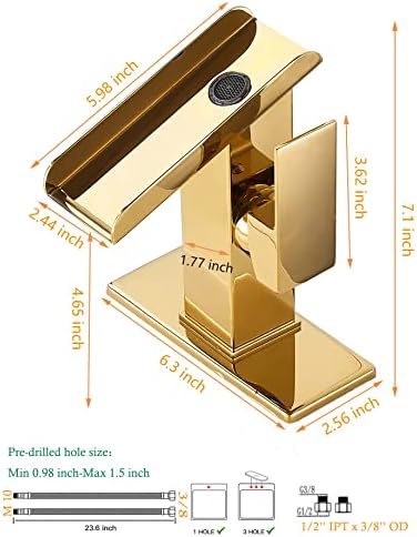 Бања мијалник за мијалник злато единечна рачка 1 или 3 дупка од 4 инчи водопад отворено плукалки за бања модерни месинг бања rv суета мијалник
