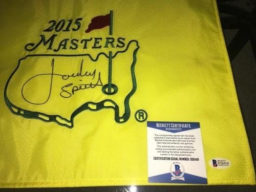 Jordanордан Спит потпиша официјален шампион на мајстори на Мастерс во 2015 година, Бекет - Аутограмирани знамиња за голф -пин