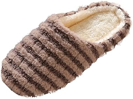 Папучи за жени околу пети на пети меки кадифен лесен руно крзно, наредено топло лизгање на папучи кои не се лизгаат женски влечки