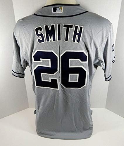 2014 година Сан Диего Падрес Бурч Смит 26 Игра издадена Grey Jersey JC Patch - Игра користена МЛБ дресови