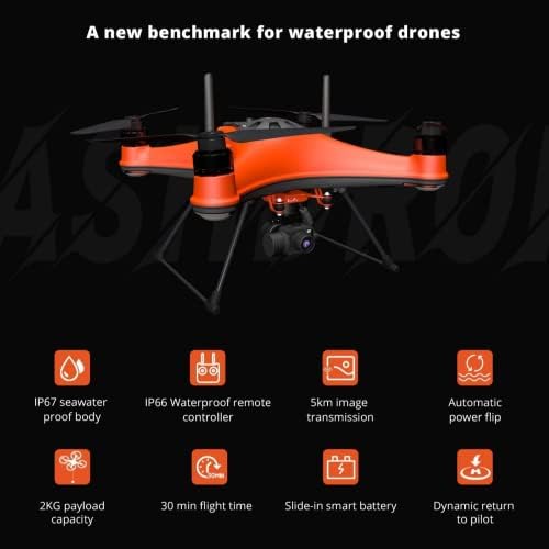 Sprashdrone Splashdrone 4 Риболов дрон Водоотпорен 3-оски Gimbal 4K камера GC3-S и PL1-S далечински управувано ослободување на мамки, солиден