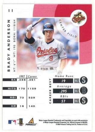 1998 Pinnacle Certified Red 11 Брејди Андерсон Тест за банкрот за дебитант - Непотпишани бејзбол картички