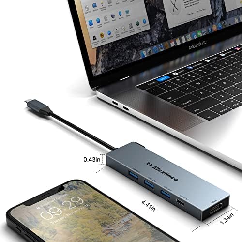 USB C Центар, ELEXLINCO 5-во-1 USB C Адаптер СО 4K USB C НА HDMI, 100w Испорака на енергија &засилувач; Пренос На Податоци Порта,