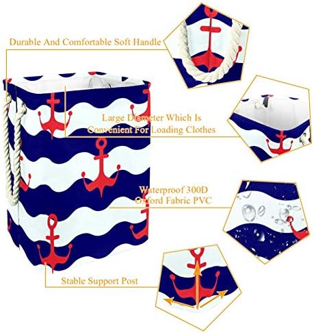 Unicey сина морска сидра Наутички водоотпорен преклопување на алиштата за преклопување корпа за детска соба спална соба бебе расадник
