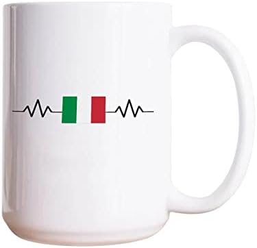 Enednate Новини бели керамички чаши за кафе 15oz, Италија знаме кафе кригла Национални знамиња Смешно кафе кригла Порцеланот хумористичен