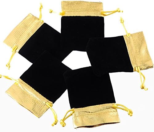 Valyria 25 парчиња злато трим со кадифена ткаенина торбички/торби за влечење Божиќна забава за свадба на свадба торби за подароци 7 см x9cm